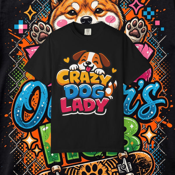Crazy Dog Lady T-Shirt — Cute Paw Print Graphic Tee for Dog Lovers