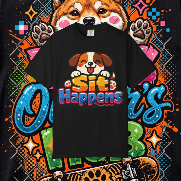 Sit Happens Puppy T-Shirt — Cute Dog Funny Graphic Tee for Dog Lovers