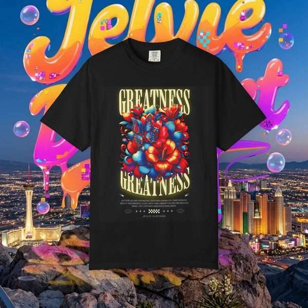 Greatness Graphic T-Shirt — Bold Floral Typography Tee