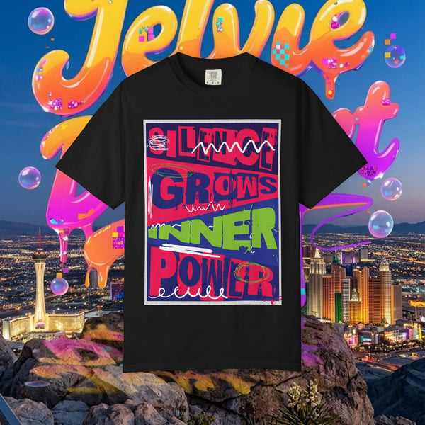 "Silence Grows Inner Power" T-Shirt — Summer Power Retro Graphic